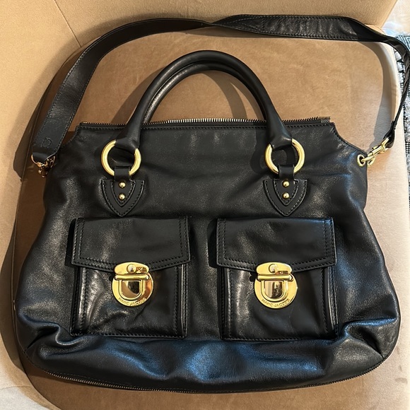 Marc Jacobs black leather Carla handbag with gold-colored hardware - Picture 2 of 10